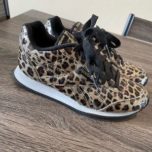 Cheetah Reebok shoes size 1 for little girls